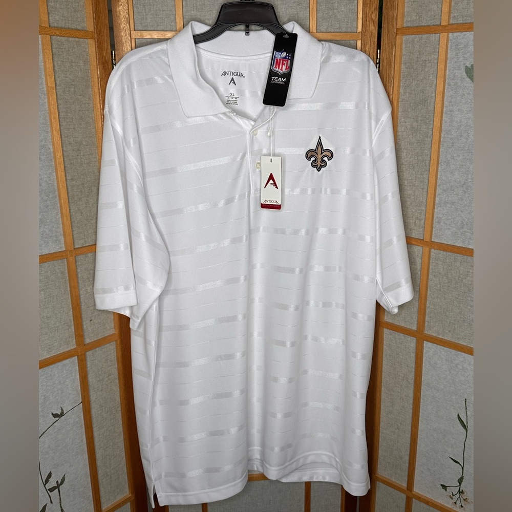 NWT Men's New Orleans Saints Antigua White Tunnel Polo Size XL